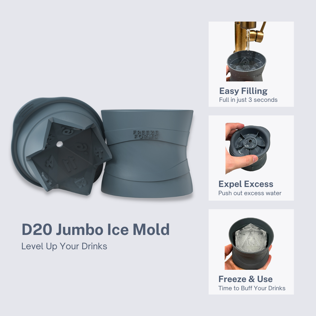 D20 Dice Jumbo Ice Mold - FreezeForms